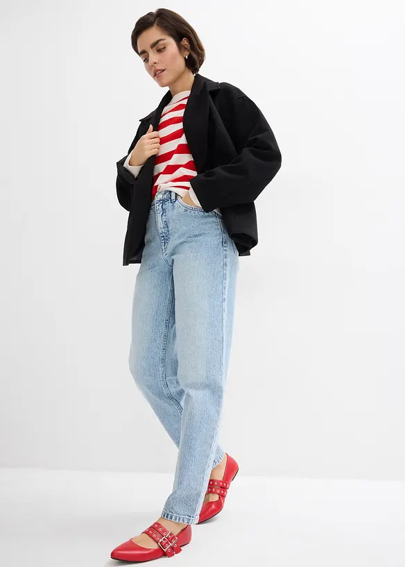 Mom-jeans med hög midja och kortare ben, bonprix