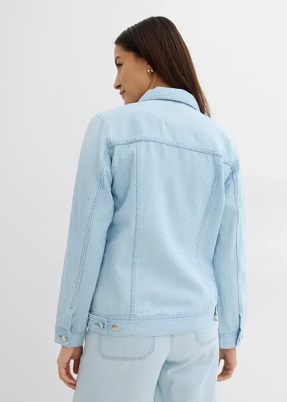 Jeansjacka med strass, bonprix