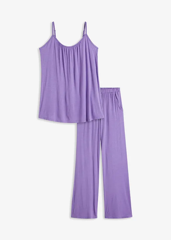 Pyjamas med smala axelband och viskos, bonprix