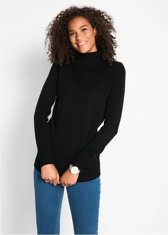Finstickad polotröja i basmodell, bonprix