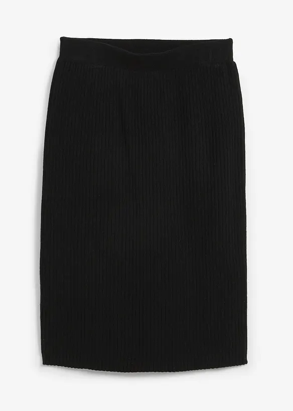 Stickad kjol i mjuk viskosmix, bonprix
