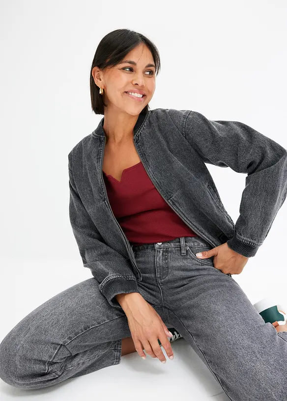 Ribbstickad topp i ekologisk bomull, bonprix