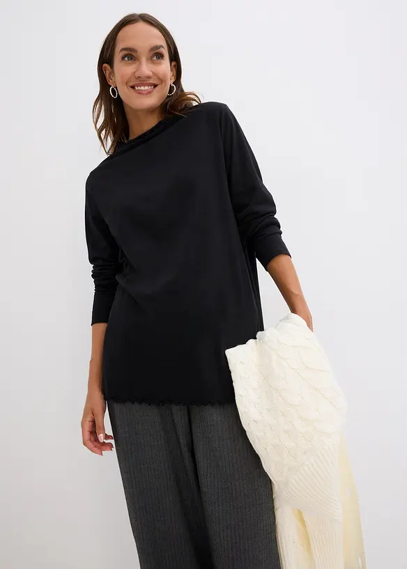 Långärmad topp av bomullsmix, bonprix