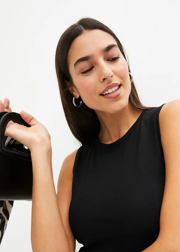 Croppat linne i mjuk bomullsmix, bonprix