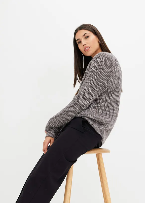 Grovstickad tröja med glittergarn, bonprix