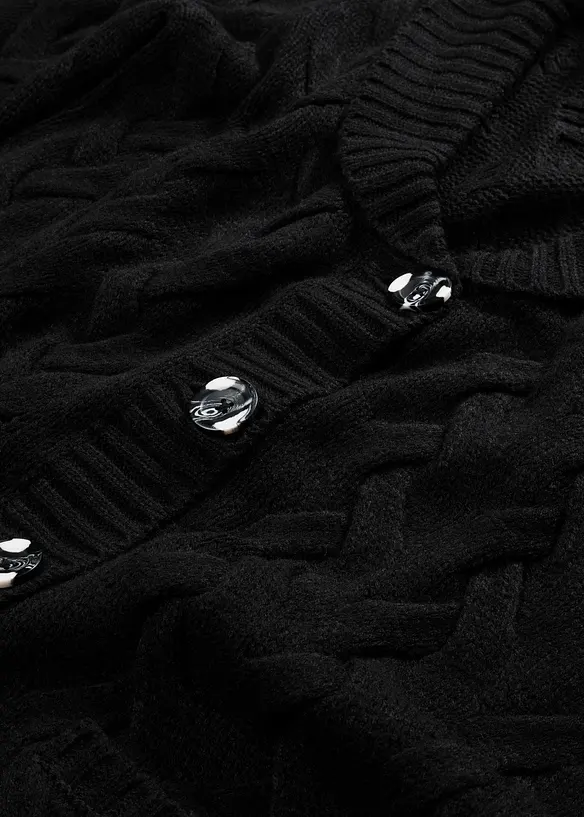Cardigan med sjalkrage och flätstickning, bonprix