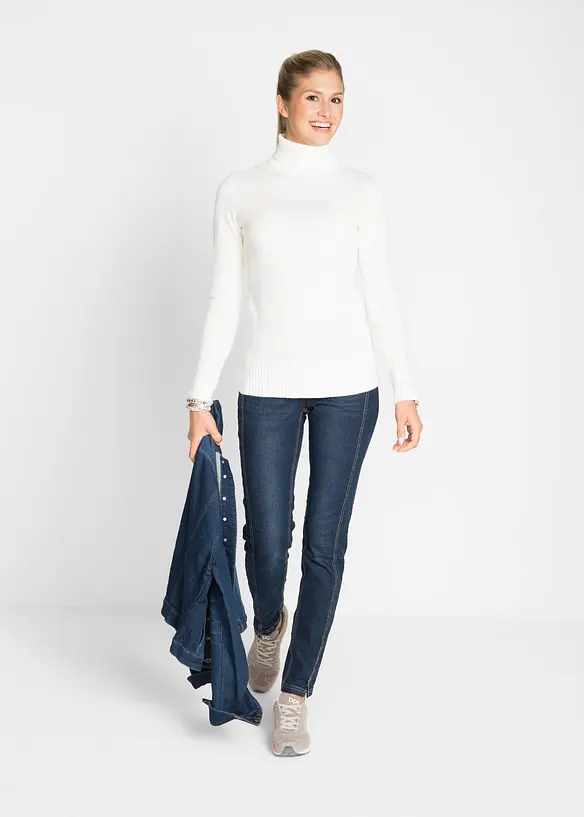 Finstickad polotröja i basmodell, bonprix