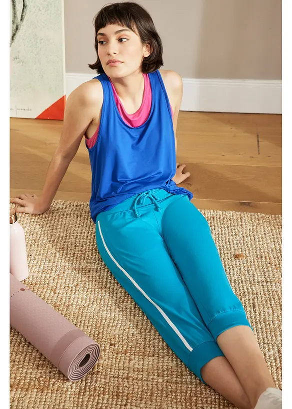 Joggingbyxa av bomull i caprimodell (2-pack), bonprix