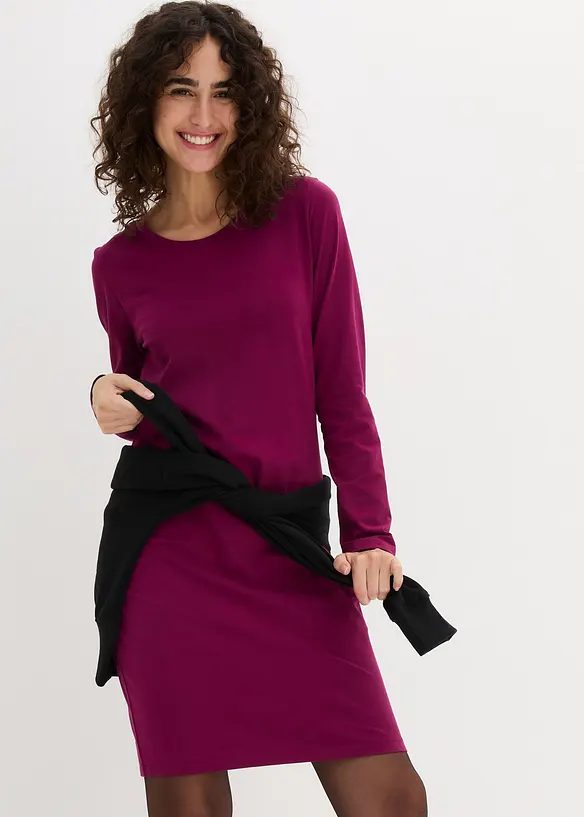 Jerseyklänning av bomull med stretch (2-pack), bonprix