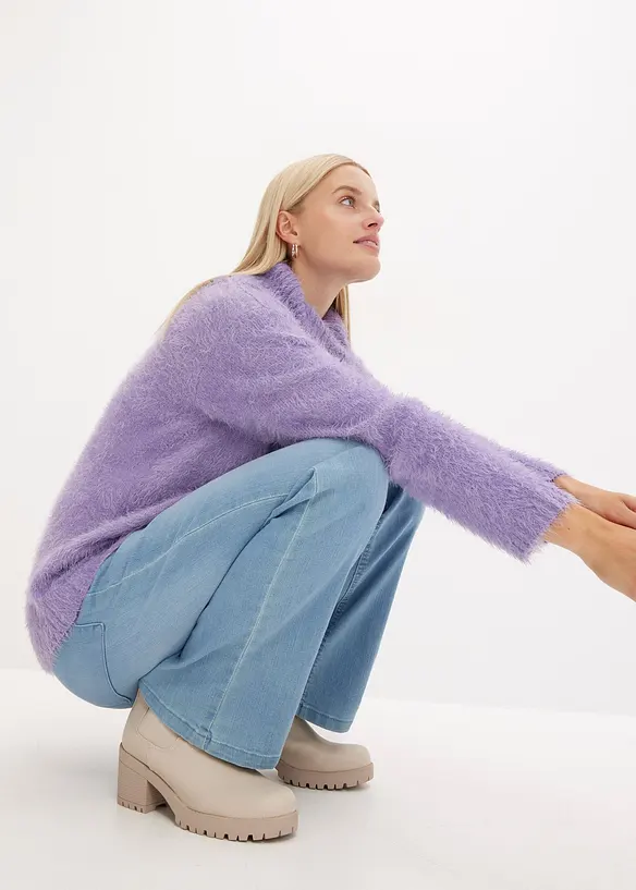 Polotröja i mjukt fjädergarn, bonprix