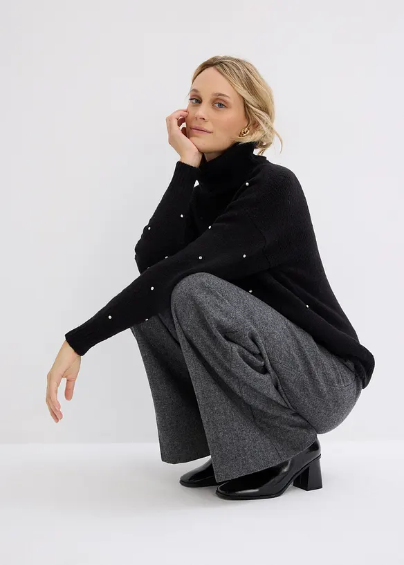 Polotröja med strass, bonprix