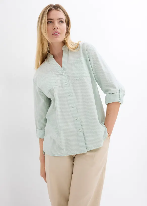 Lång blus med uppvikta ärmar, bonprix