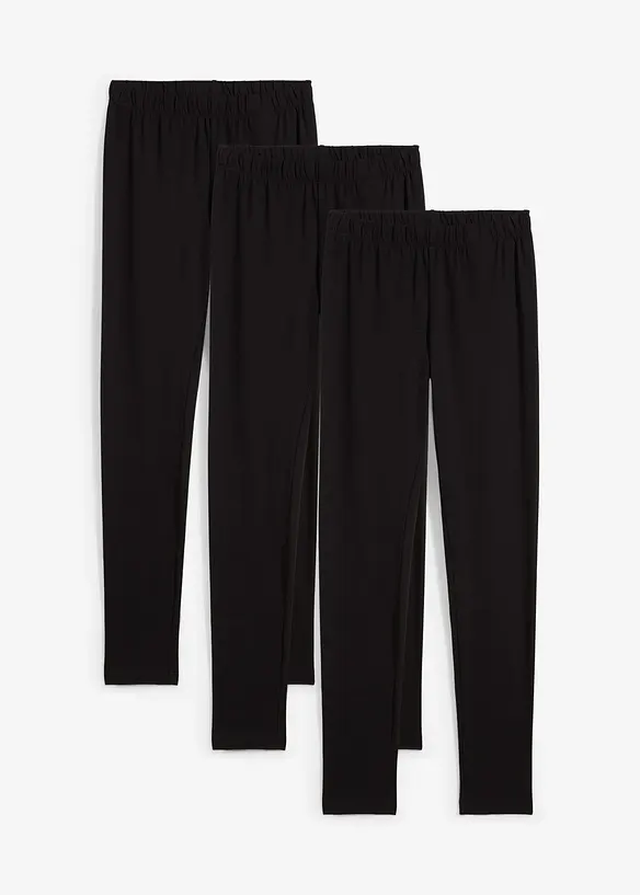 Leggings av stretchig mix med ekologisk bomull (3-pack), bonprix