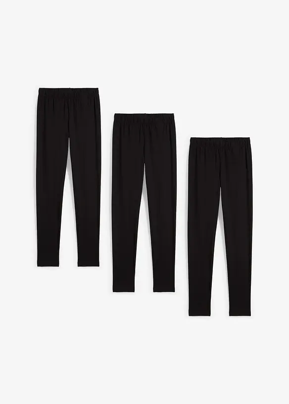 Leggings av stretchig mix med ekologisk bomull (3-pack), bonprix