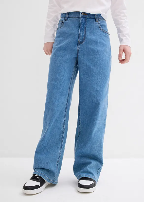 Extra Loose Fit Stretch Jeans, Straight, för barn, bonprix