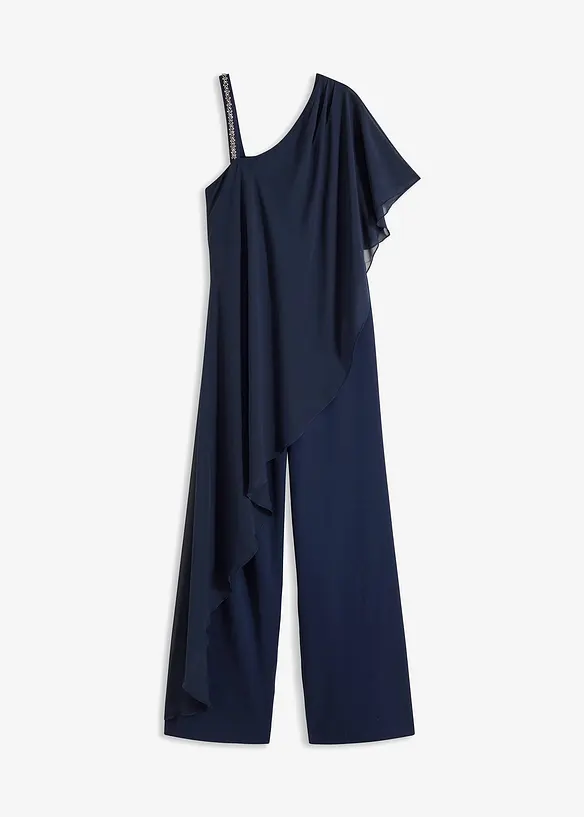 One shoulder-jumpsuit med strassdekoration, bonprix
