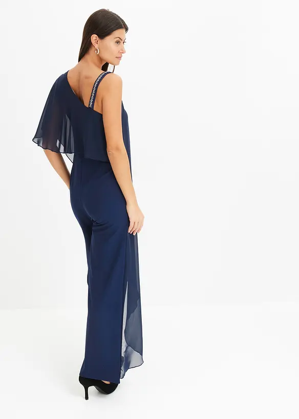 One shoulder-jumpsuit med strassdekoration, bonprix
