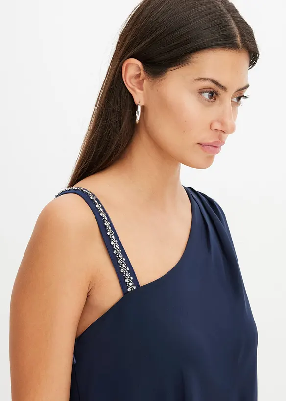 One shoulder-jumpsuit med strassdekoration, bonprix