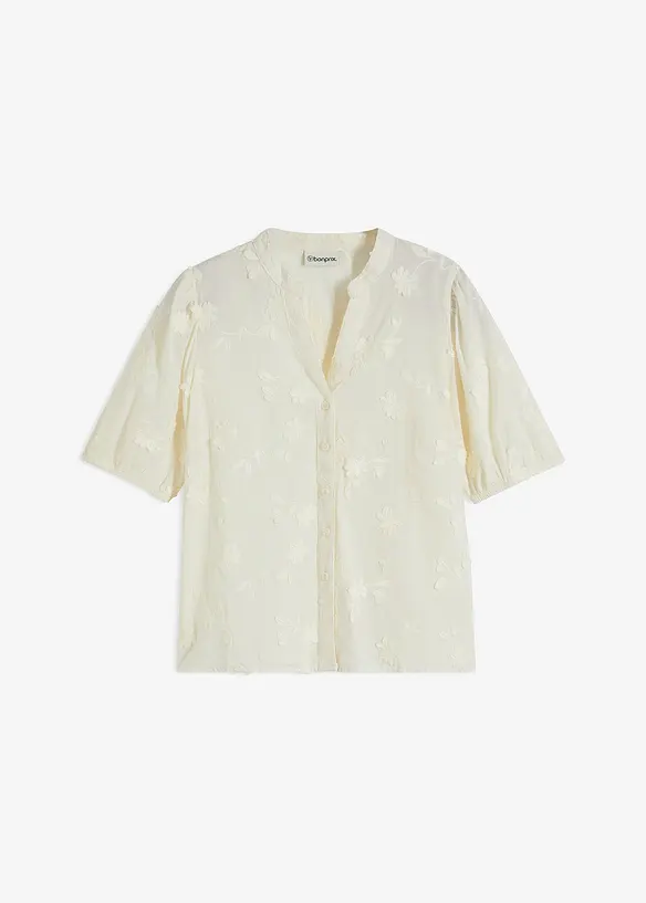 Kortärmad blus i ren bomull, bonprix