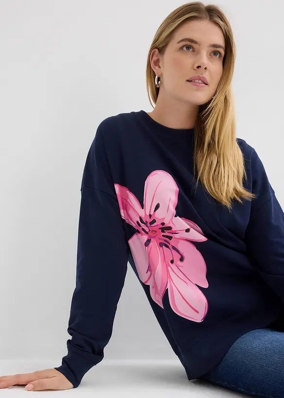 Sweatshirt med tryck i bomullsmix, bonprix
