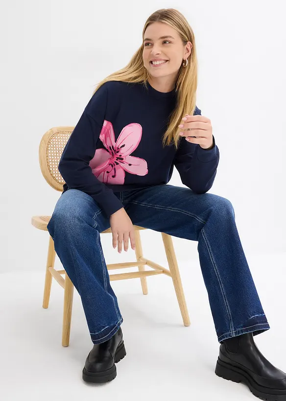 Sweatshirt med tryck i bomullsmix, bonprix