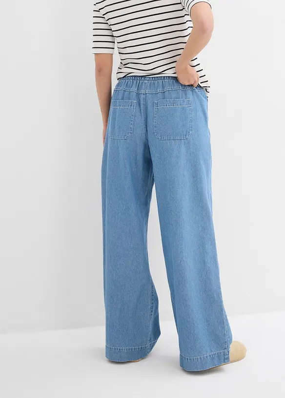 Wide Leg Jeans, Mid Waist, med bekväm midja, bonprix