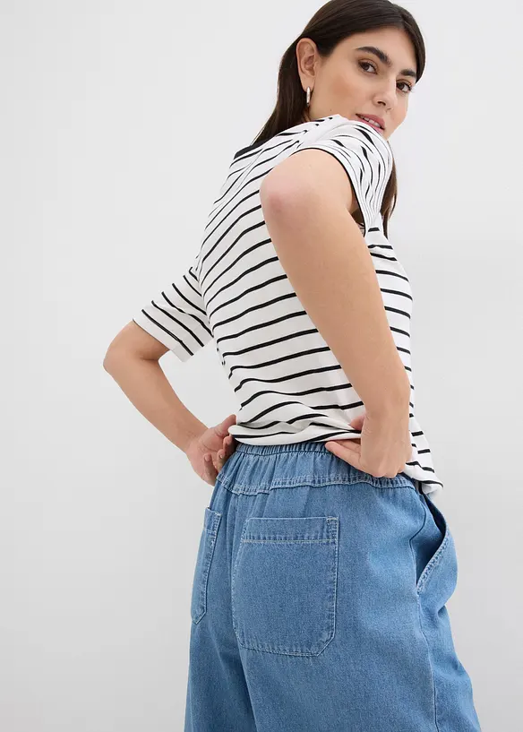 Wide Leg Jeans, Mid Waist, med bekväm midja, bonprix