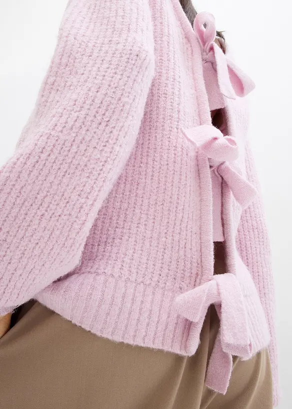 Vändbar cardigan med rosetter, bonprix