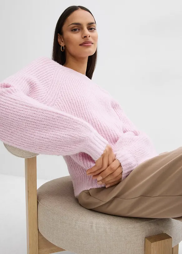 Vändbar cardigan med rosetter, bonprix