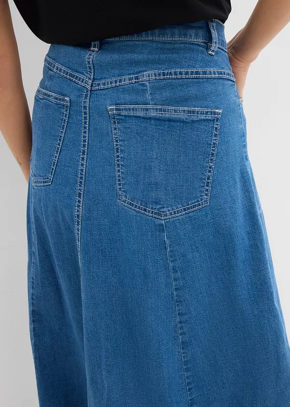 Mellanlång jeanskjol, High Waist, bonprix