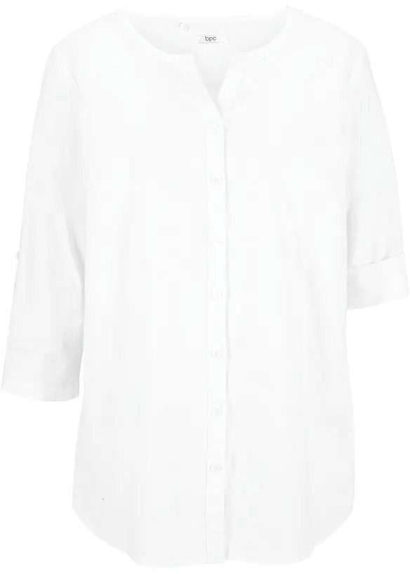 Blus med linne och 3/4-ärm, bonprix