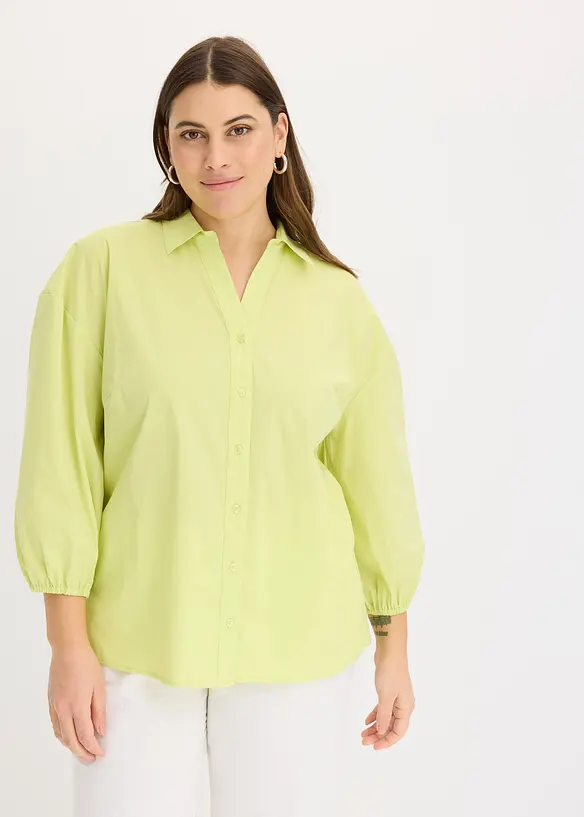 Blus med ballongärmar som är längre bak än fram, bonprix