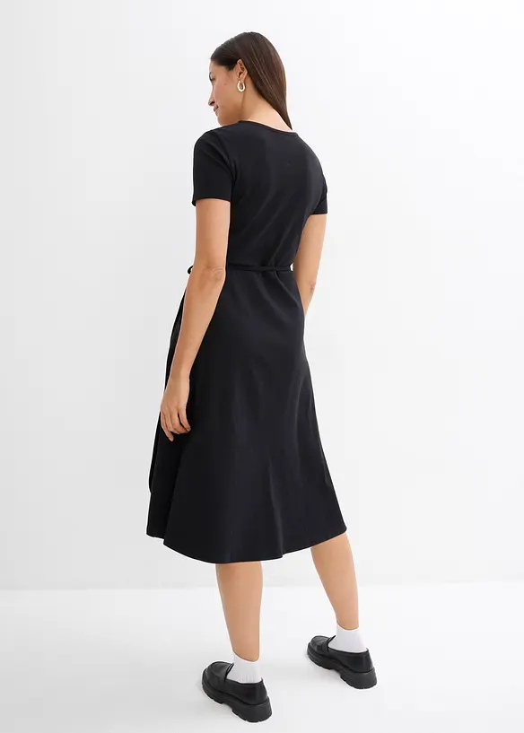 Jerseyklänning med omlottlook, bonprix