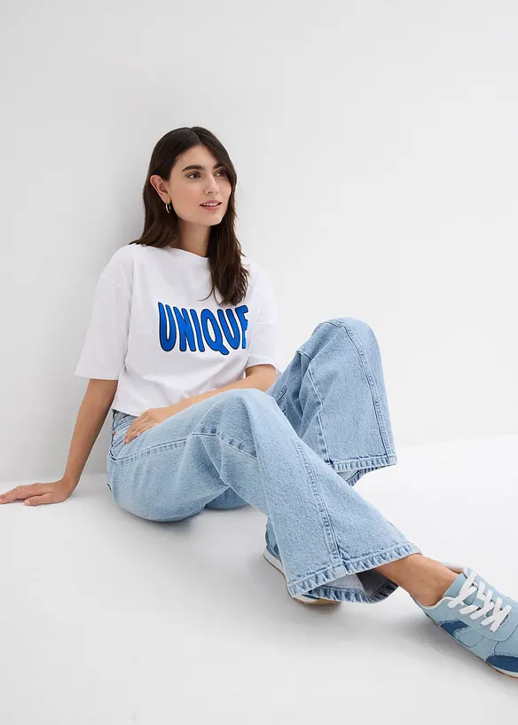 Jeans med vida ben, High Waist, bonprix
