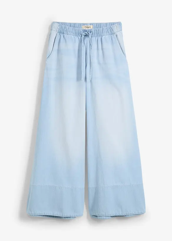 Jeans med vida ben, medelhög midja och resårlinning, bonprix