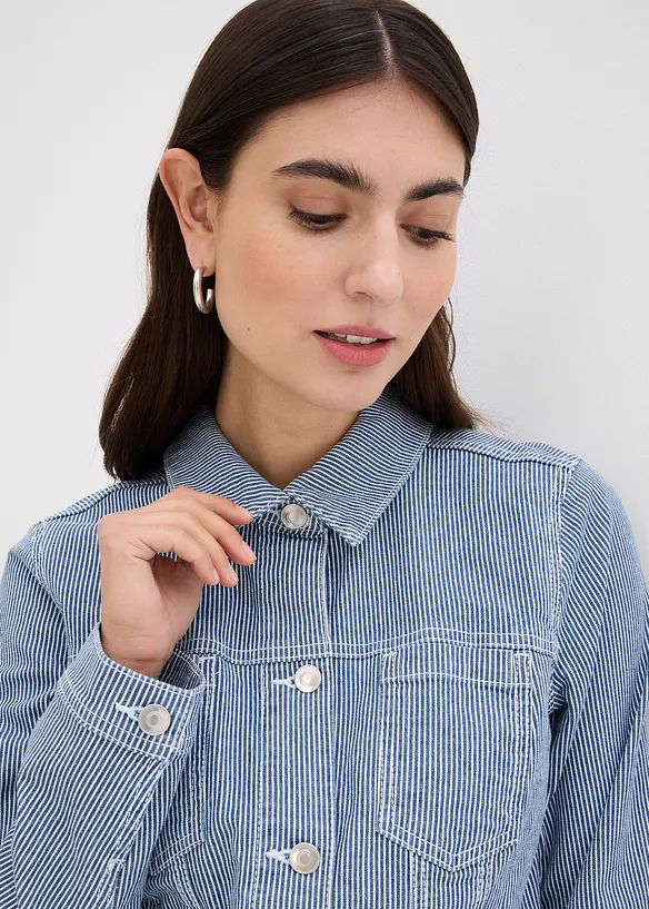 Randig jeansjacka i kort modell, bonprix