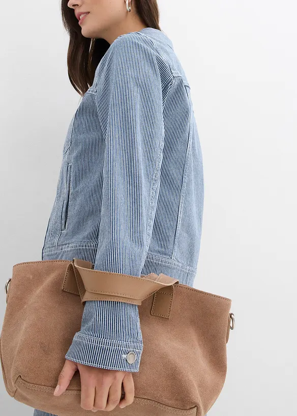 Randig jeansjacka i kort modell, bonprix