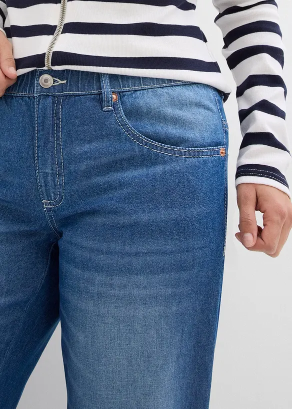 Straight Jeans Mid Waist med bekväm midja, cropped, bonprix