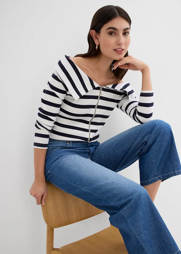 Straight Jeans Mid Waist med bekväm midja, cropped, bonprix