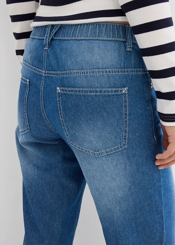 Straight Jeans Mid Waist med bekväm midja, cropped, bonprix