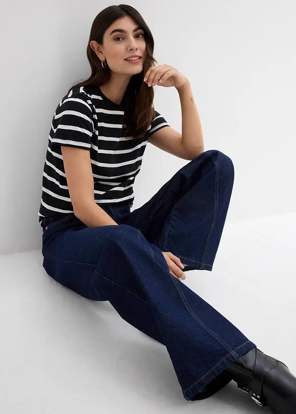 Jeans med vida ben, High Waist, bonprix
