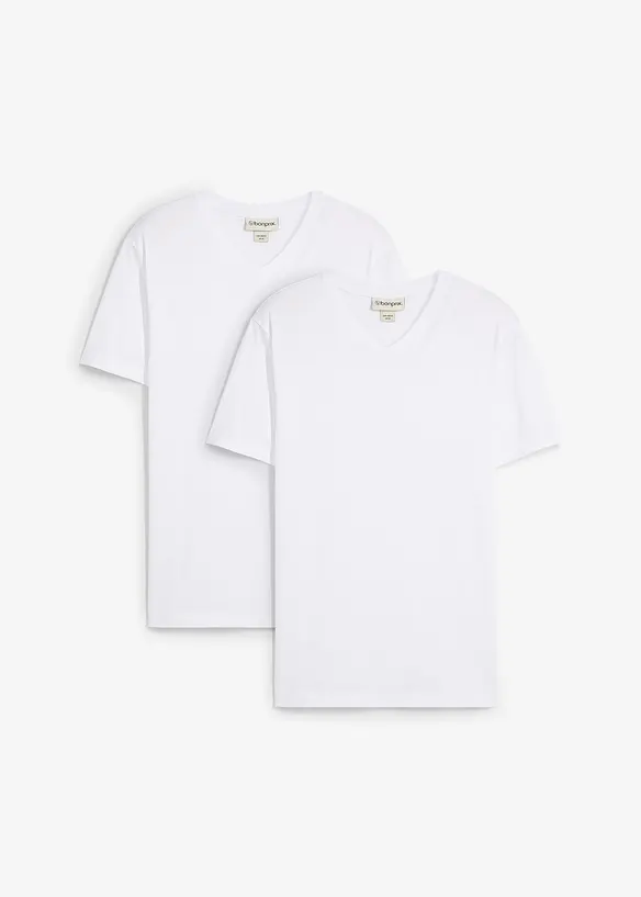 T-shirt i Slim Fit av ren ekologisk bomull (2-pack), bonprix