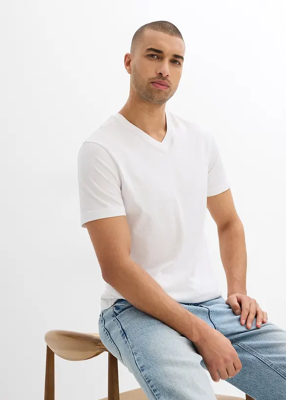 T-shirt i Slim Fit av ren ekologisk bomull (2-pack), bonprix