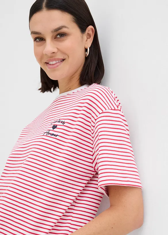 Randig T-shirt med broderi, bonprix