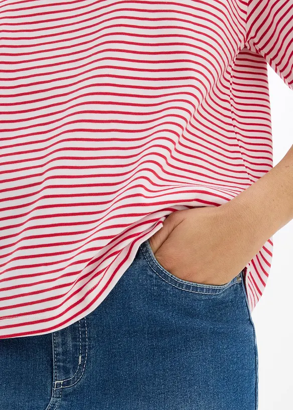 Randig T-shirt med broderi, bonprix