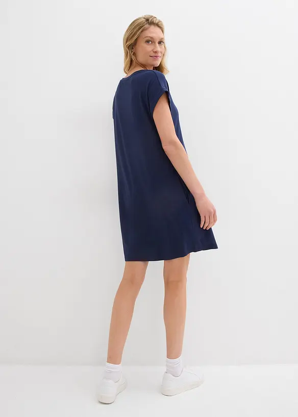 Jerseyklänning i mix av viskos och elastan med broderi, bonprix