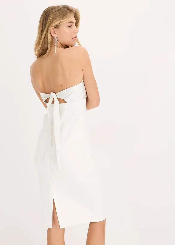 Bandeauklänning med glansig satin, bonprix