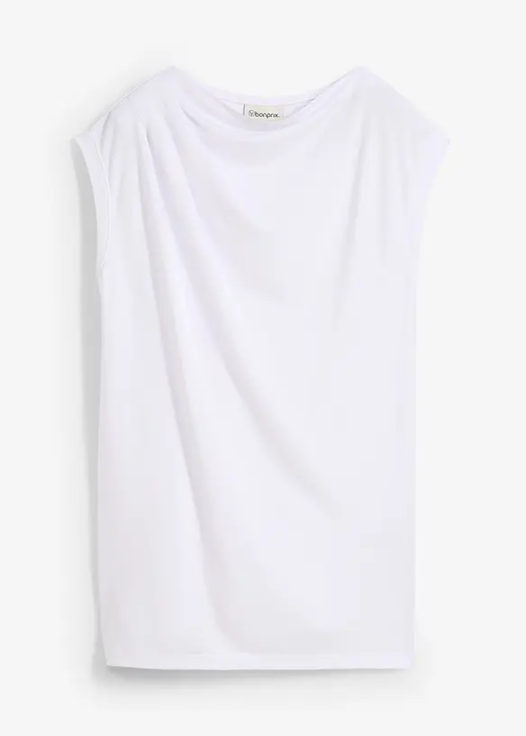 Topp i mjuk materialmix med lätt draperad ringning, bonprix