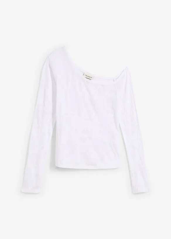 Off-shoulder-topp med ausbrennermönster, bonprix