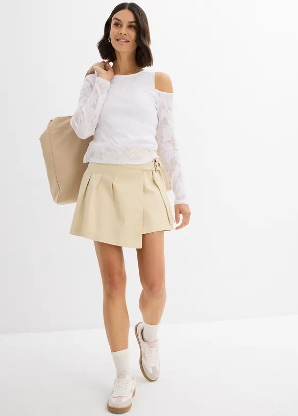 Off-shoulder-topp med ausbrennermönster, bonprix